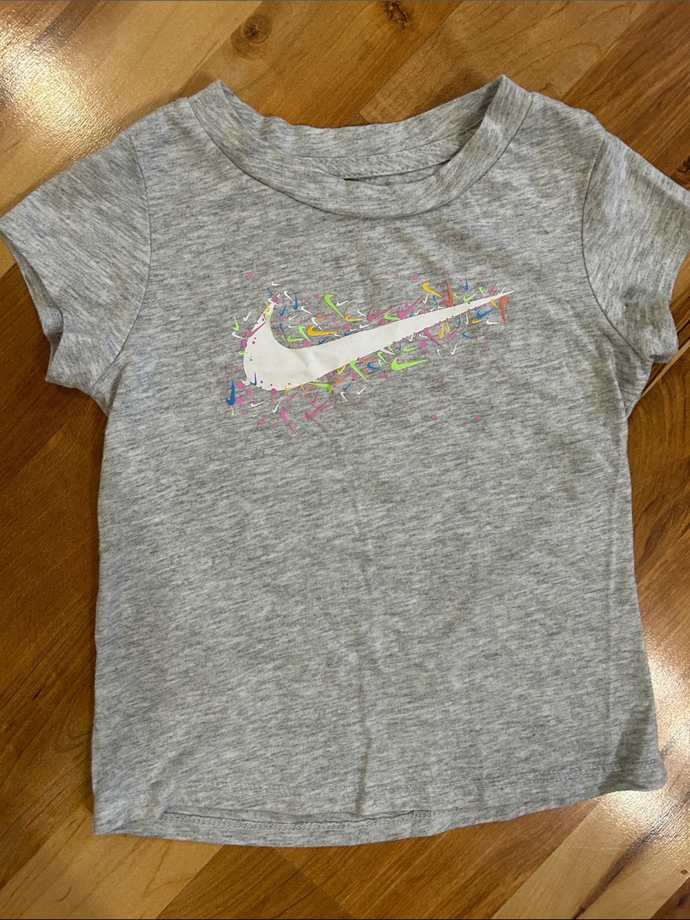 Nike Grey Tee with White Swoosh and Neon Accents 4 T